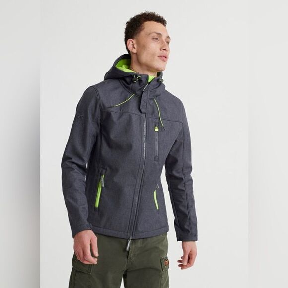 SUPERDRY WINDTREKKER Dark Grey Marl/Fluro Green Size Large NWT - Picture 1 of 9